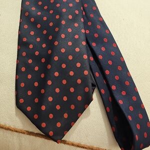 Polka Dot Silk Tie - Navy and Red. By FUNARO